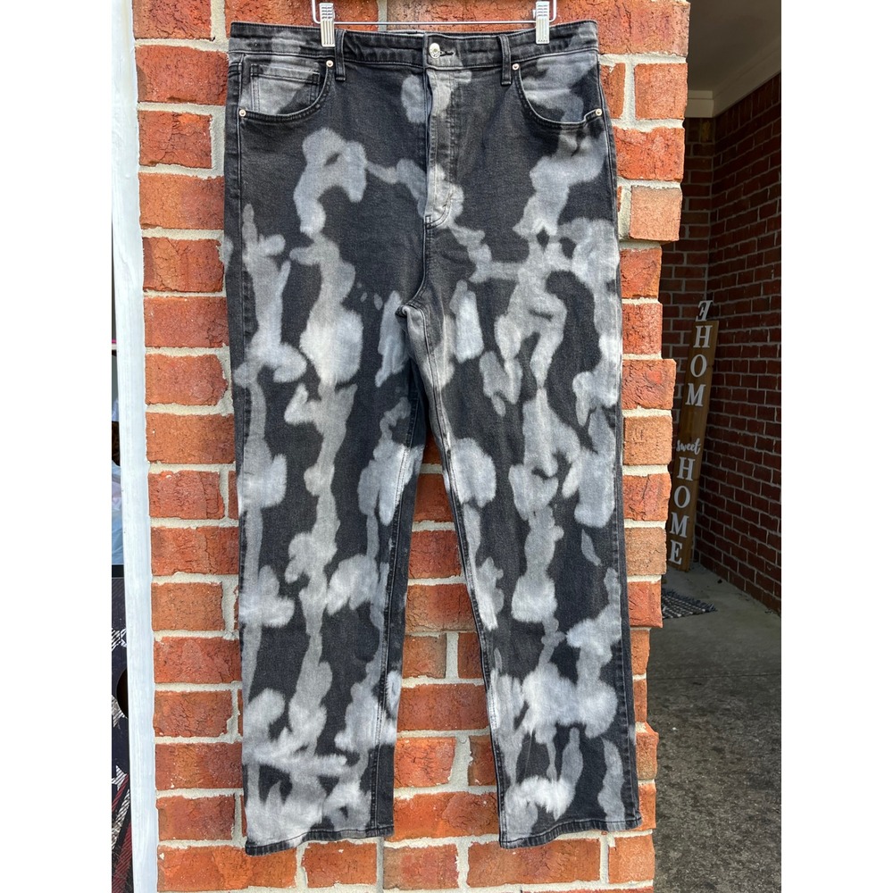Wild Fable Womens Super High-Rise Straight Jeans Black Grey Tie Dye Size 18